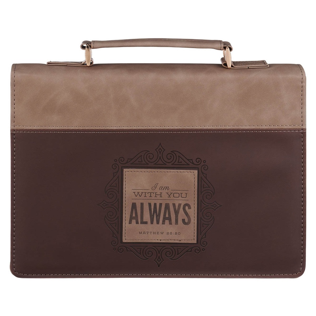 Bible Case Medium I Am With You Always Tan and Brown 