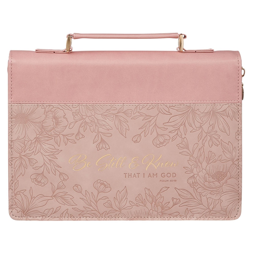 Bible Case Medium Be Still and Know Pink Floral