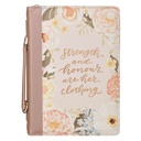 Bible Case Medium Strength And Honour Prov. 31:25 Peach Floral 