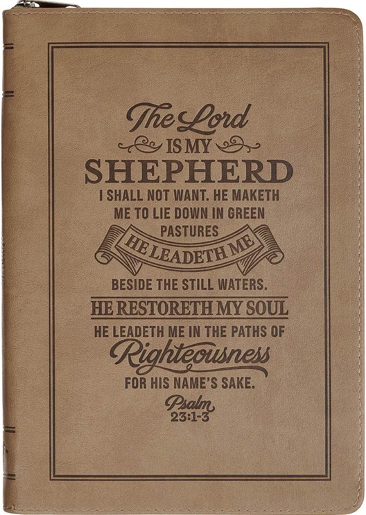 Journal Slimline The Lord Is My Shepherd Tan Zip
