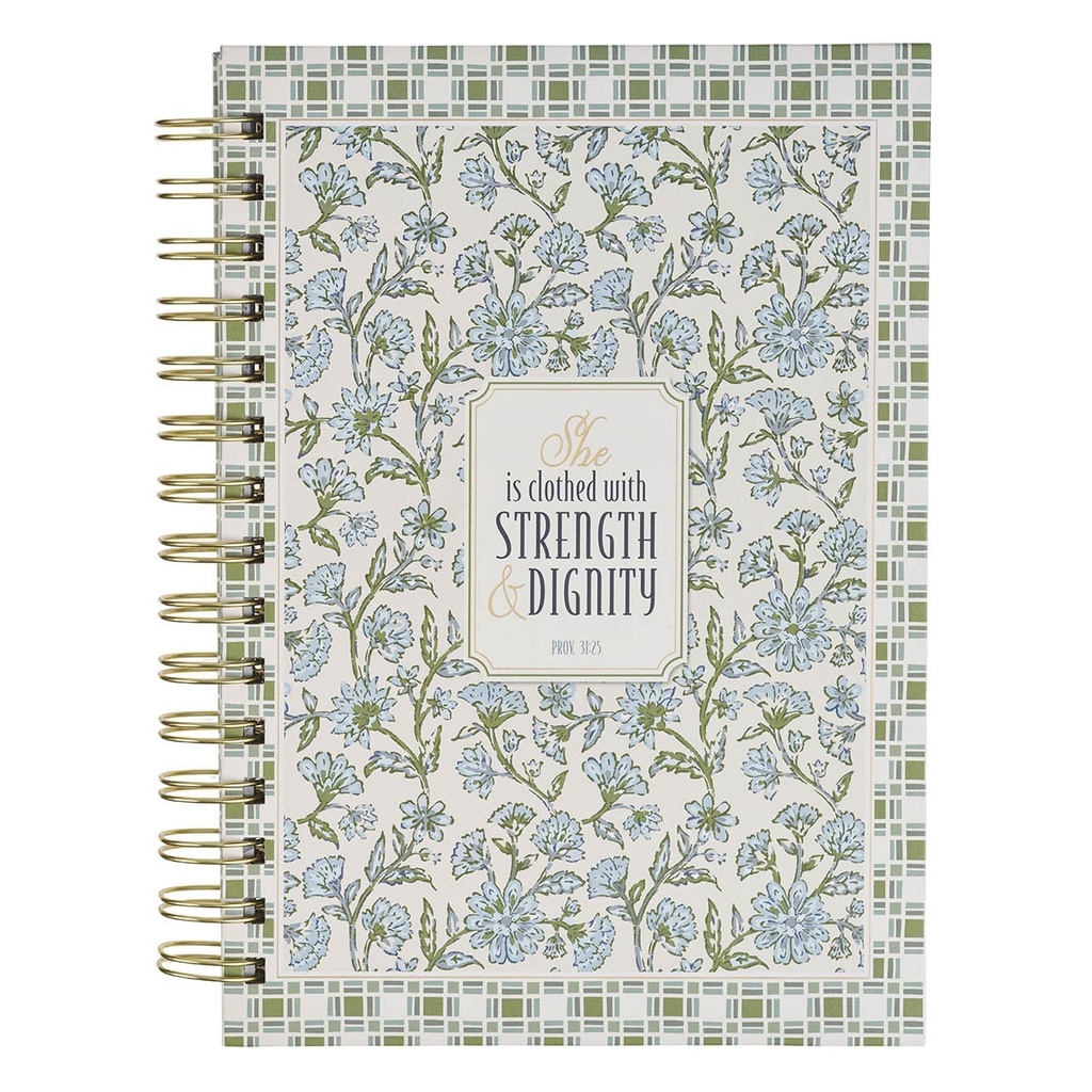 Journal Spiral Blue Floral Strength And Dignity Prov. 31:25