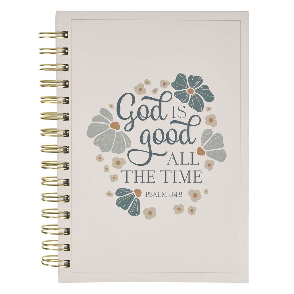 Journal Spiral Cream Floral God Is Good Ps. 34:8