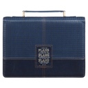 Bible Case Large Plans Modern Blue Grid Faux Leather