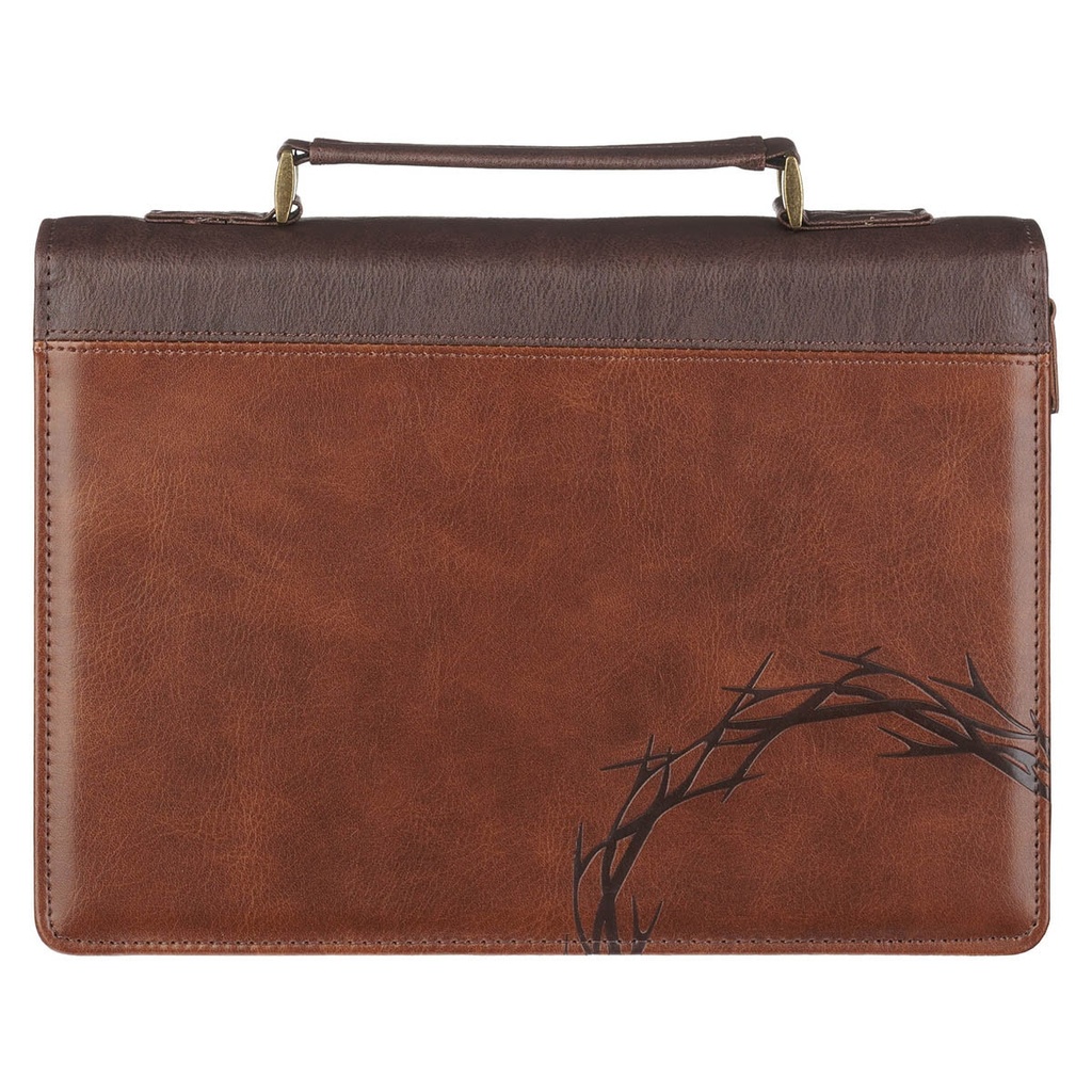 Bible Case XL Crown of Thorns Brown Faux Leather