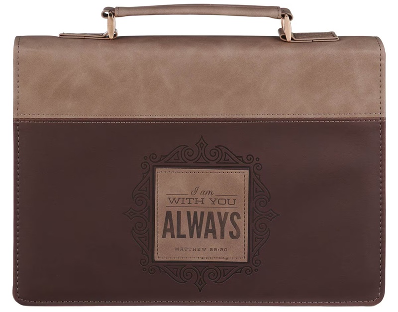 Bible Case Large I Am With You Always Tan and Brown