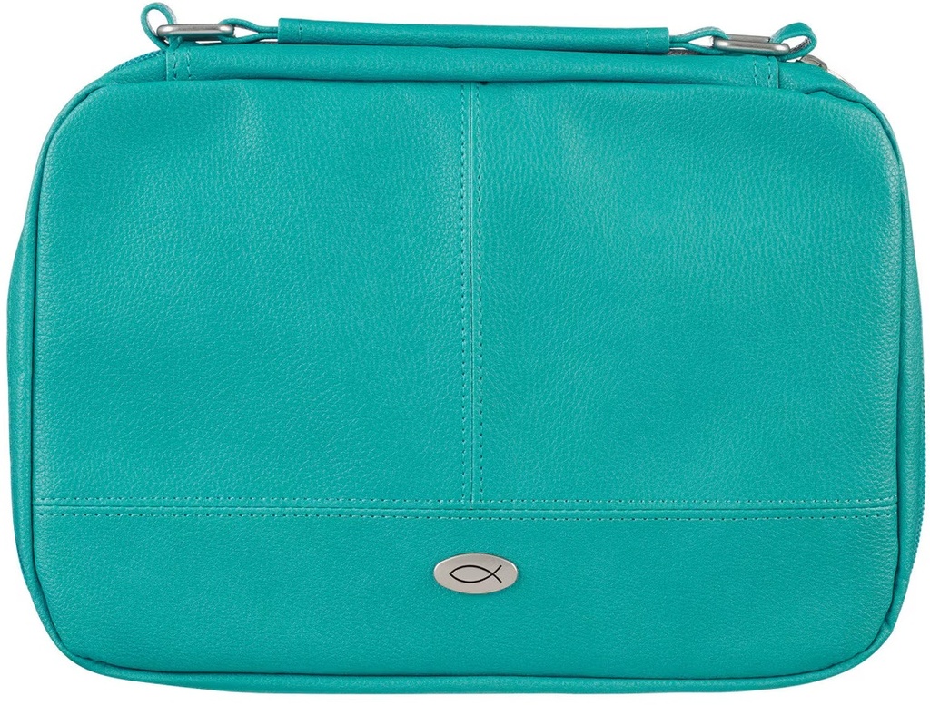 Bible Case Large Organiser Two-Fold Turquoise Faux Leather