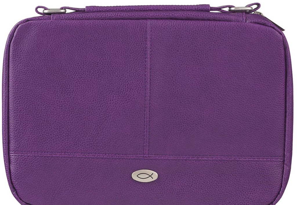 Bible Case Large Organiser Two-Fold Purple Faux Leather 