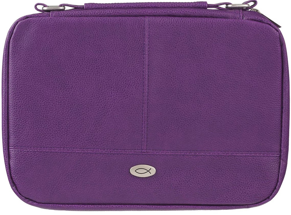 Bible Case Med Organiser Two-Fold Purple Faux Leather 
