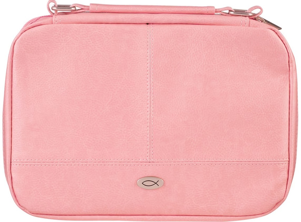 Bible Case XL Organiser Two-Fold Pink Faux Leather 