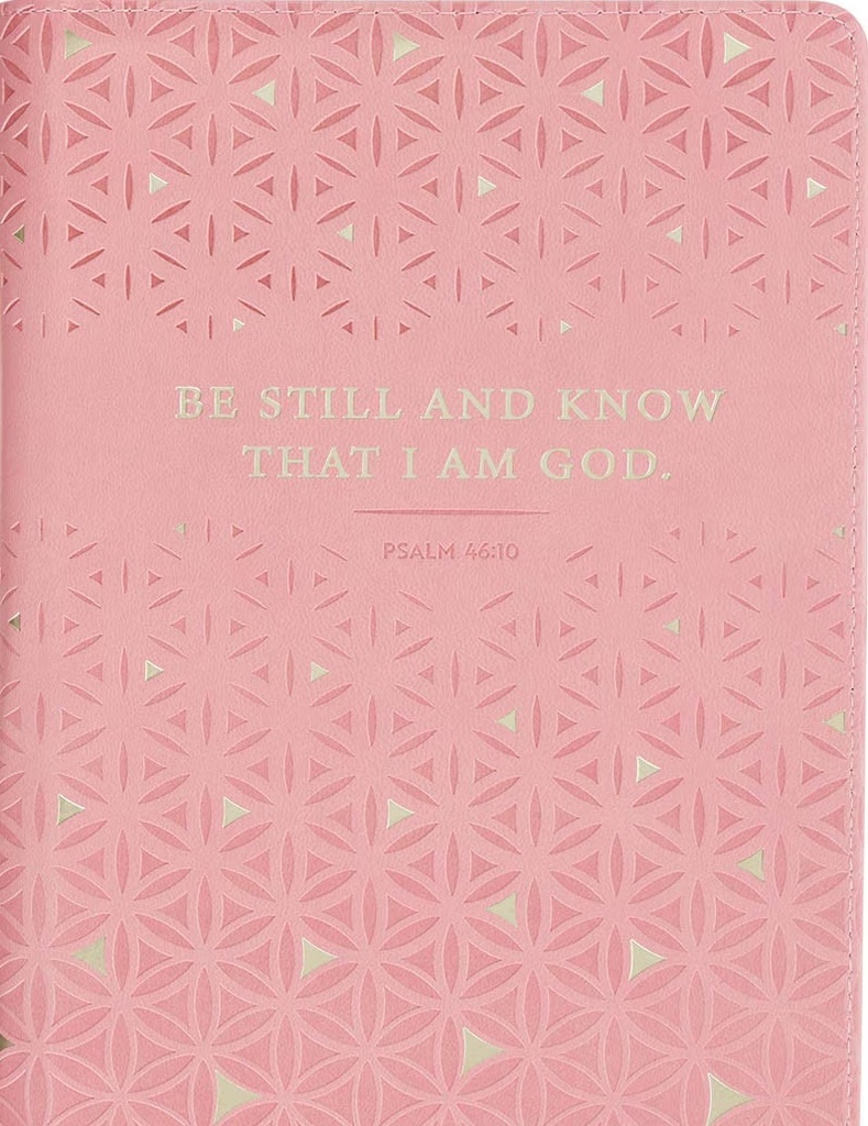 Journal Be Still and Know Geometric Pink Faux Leather Zip