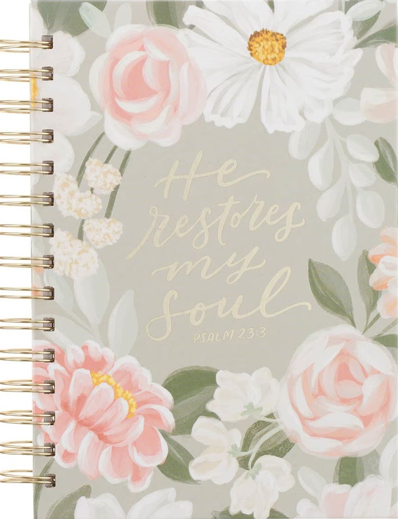 Journal He Restores My Soul Green Garden Wirebound