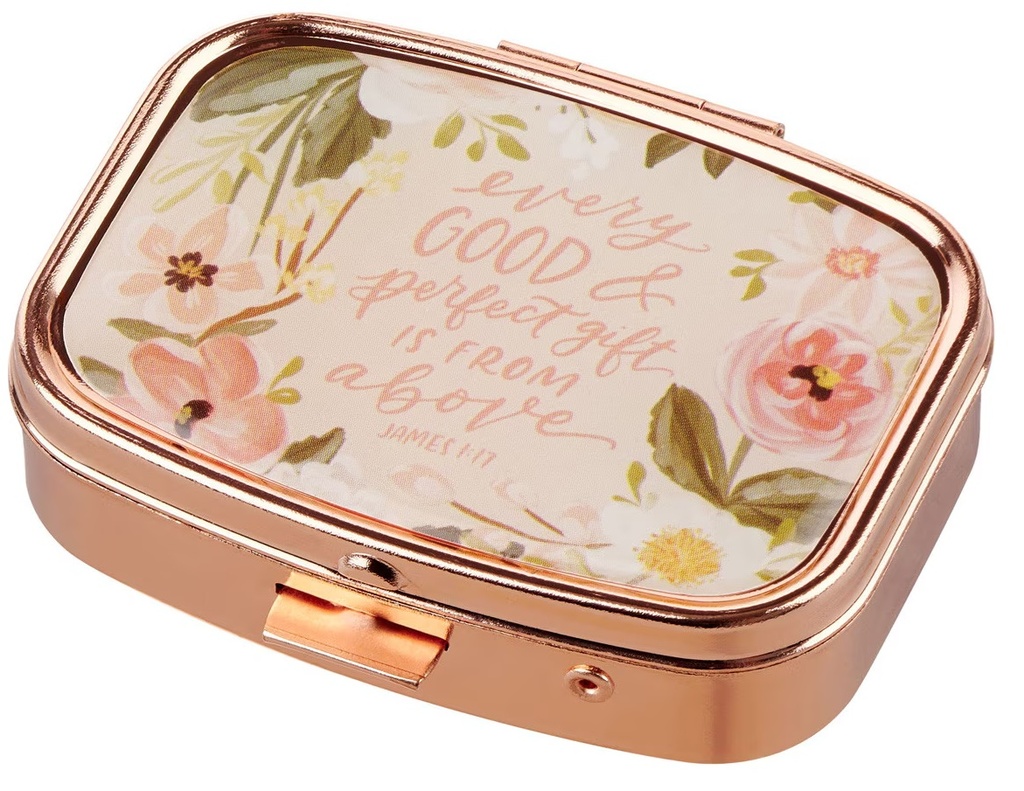 Pill Case Every Good and Perfect Gift Rose Gold