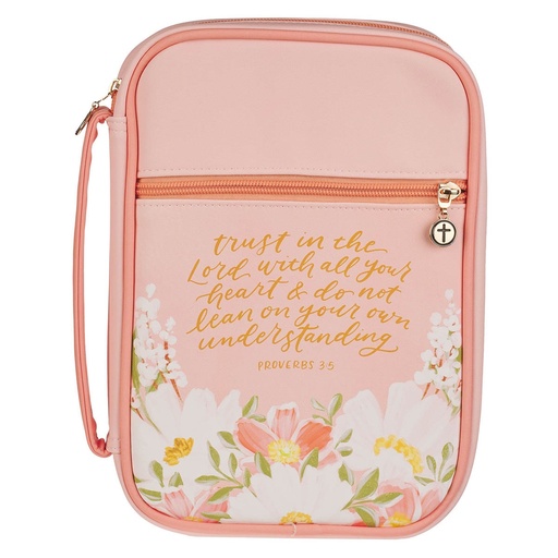 [BBL875] Bible Case Large Trust In The Lord Peach Floral 