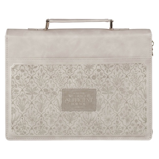 [BBL892] Bible Case Large My Grace Is Sufficient Wildflower Taupe