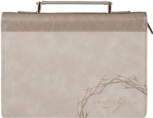 [BBM871] Bible Cover MED Amazing Grace Taupe Isa. 53:5