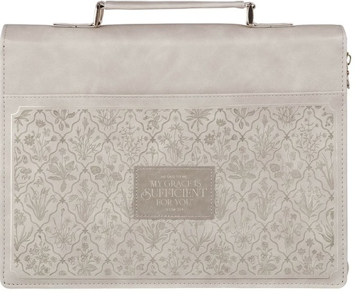[BBM892] Bible Case Medium My Grace Is Sufficient Wildflower Taupe