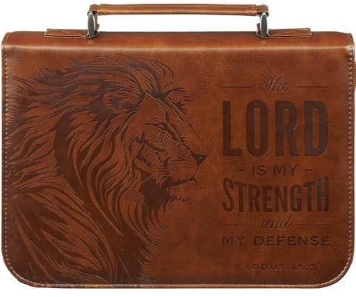 [BBM897] Bible Case Medium My Strength Lion Honey-brown