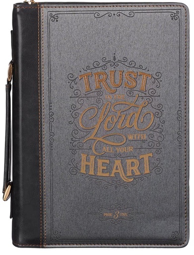 [BBXL869] Bible Case XL Trust In The  Black/Grey Faux Leather