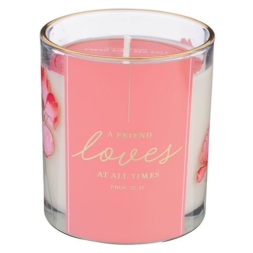 [CDL056] Glass Candle Fresh Air and Sea Salt Scented A Friend Loves At All Times Prov. 17:17