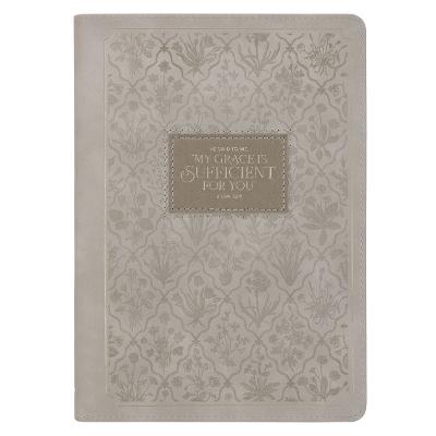 [JL992] Journal Classic Zip Taupe My Grace Is Sufficient For You 2 Cor. 12:9