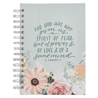 [JLW276] Journal Power Love and A Sound Mind Mint Floral Spiral