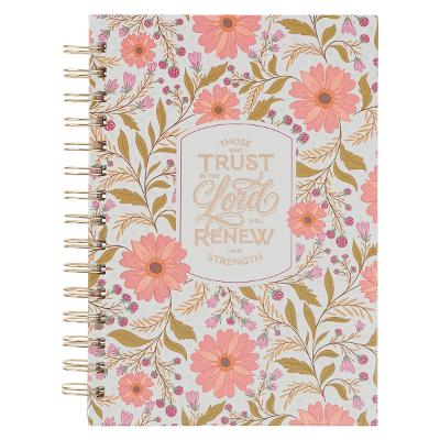 [JLW301] Journal Spiral Coral Floral Those Who Trust In The Lord Isa. 40:31