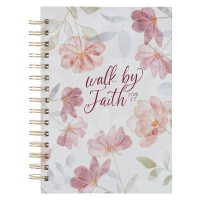[JLW303] Journal Spiral White Floral Walk By Faith 2 Cor. 5:7