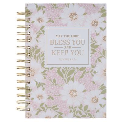 [JLW304] Journal Spiral Pink Floral Bless You And Keep You Num. 6:24