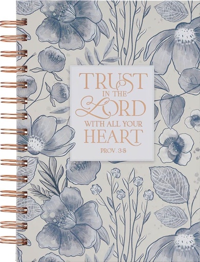 [JLW305] Journal Spiral Blue Floral Trust In the Lord Prov. 3:5