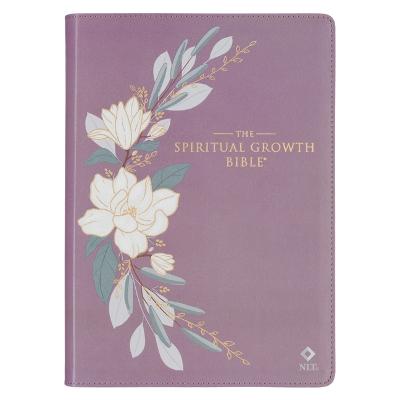 [SGB026] NLT Spiritual Growth Bible Plum Floral Faux Leather