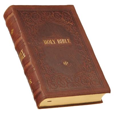 [KJV327] KJV Giant Print Chestnut Brown Full Grain Leather Thumb Index