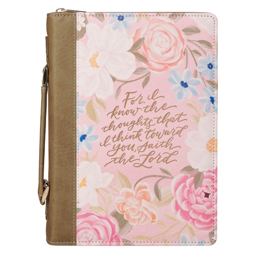 [BBM915] Bible Case Medium For I Know The Thoughts Pink Floral
