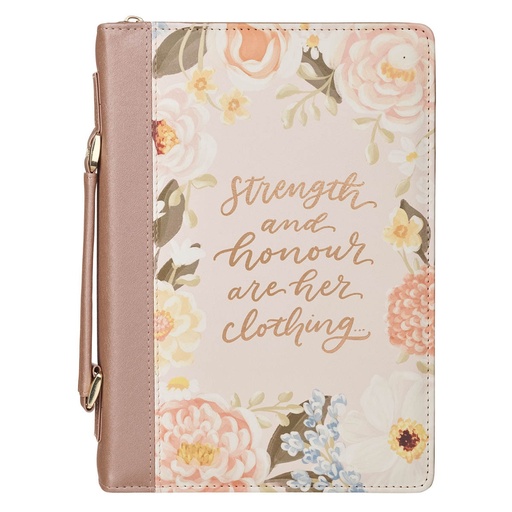[BBM916] Bible Case Medium Strength And Honour Prov. 31:25 Peach Floral 