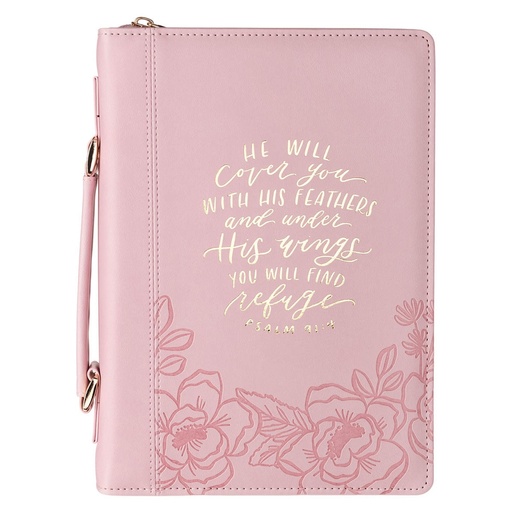[BBM917] Bible Case Medium He Will Cover You With His Feathers Pink 