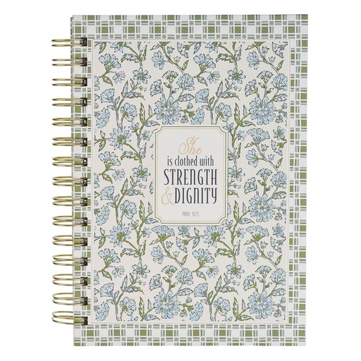 [JLW337] Journal Spiral Blue Floral Strength And Dignity Prov. 31:25