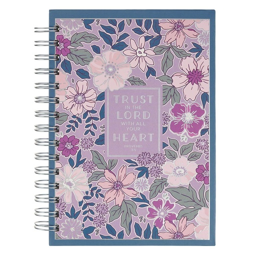 [JLW342] Journal Spiral Purple Floral Trust In The Lord Prov. 3:5