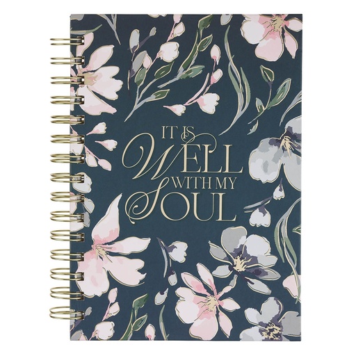 [JLW344] Journal Spiral Blue Floral It Is Well With My Soul