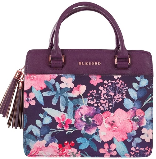 [BBL637] Bible Case LGE Purse Style Blessed Floral Purple 