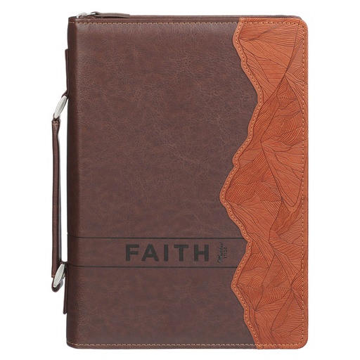 [BBL865] Bible Case Large Faith Matt 17:20 Burnt Chestnut Brown 
