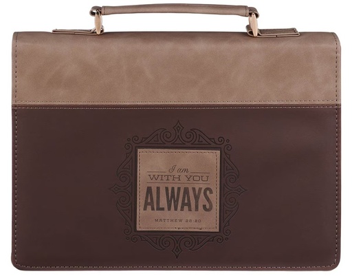 [BBL896] Bible Case Large I Am With You Always Tan and Brown