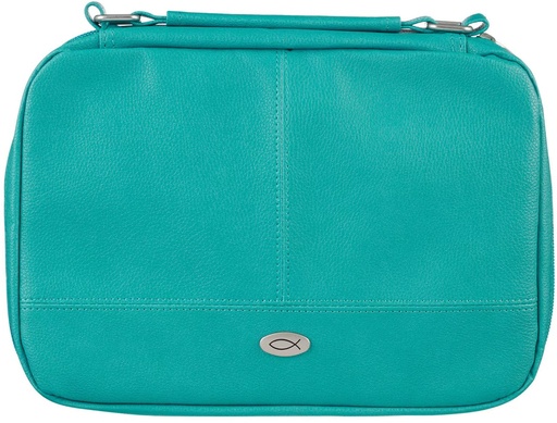 [BBL877] Bible Case Large Organiser Two-Fold Turquoise Faux Leather