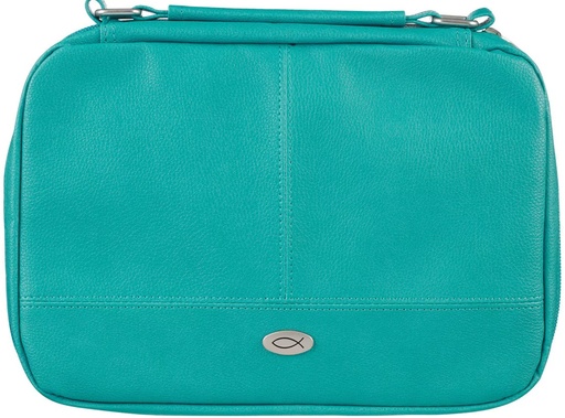 [BBM877] Bible Case Med Organiser Two-Fold Turquoise Faux Leather