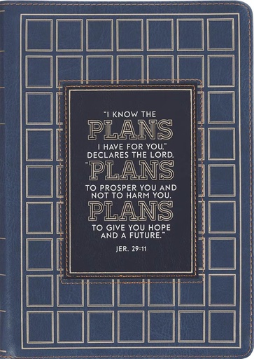[JL931] Journal The Plans Modern Blue Grid Classic Zip