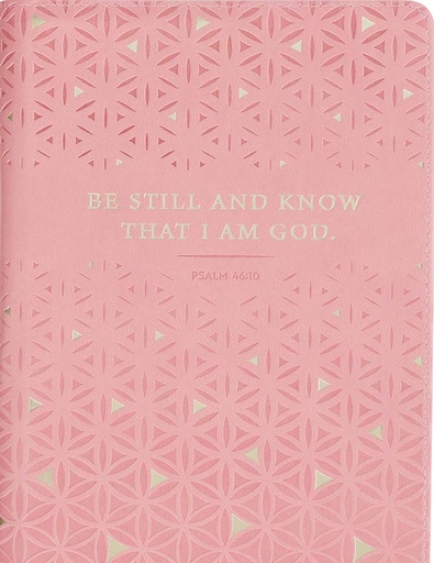 [JL933] Journal Be Still and Know Geometric Pink Faux Leather Zip