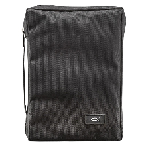 [BBM85] Bible Cover Polyester Black w/Fish Medium
