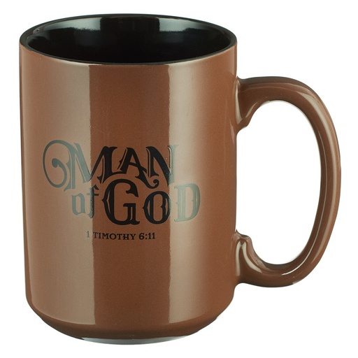 [MUG524] Mug Ceramic Man Of God Brown/Black