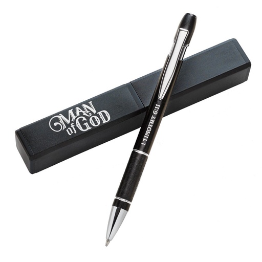 [PEN286] Pen Metal Man Of God 1 Timothy 6:11 Black