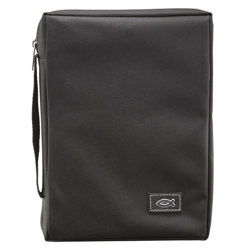 [BBL474] Bible Cover Polyester Black With Fish Large