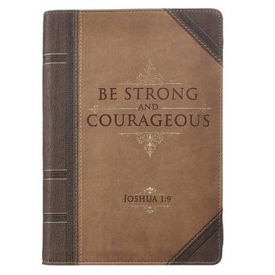 [JL208] Journal W/Zipper Be Strong Josh 1:9 LuxLeather