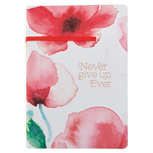 [HFJL632] Journal Never Give Up Coral Poppies Flexcover